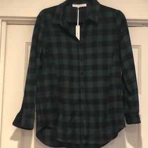 Loyal Hana Frankie Nursing Green Black Check Top